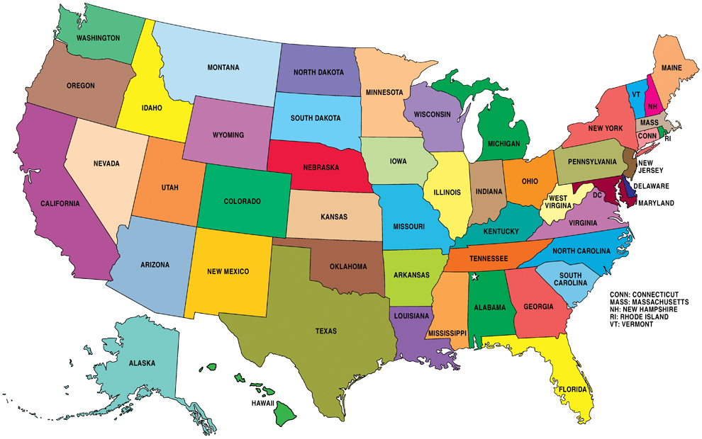 usa 50 states map